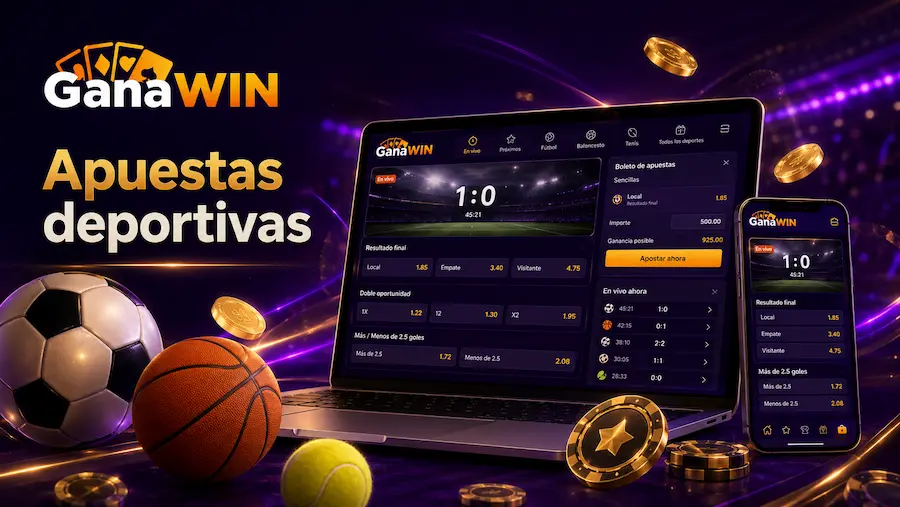GanaWin apuestas deportivas con panel en vivo y boleto de apuestas